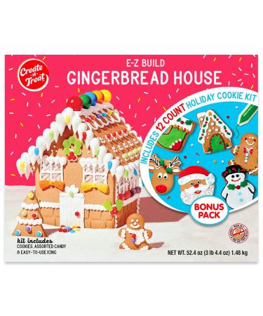 Create A Treat E-Z Build Gingerbread House and Holiday Cookie Decorating Kit For Christmas, 52.42 oz