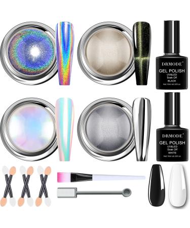 Chrome Nail Powder Gifts for Women - Holographic Unicorn Rainbow Nail Powder, Aurora Mermaid Iridescent Nail Powder, Sliver Metallic Mirror Effect Nail Powder, Cat Eye Chrome Nail Powder Manicure Art