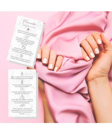 Manicure Aftercare Instruction Cards | 50pk | Business Card Size Nail Salon Handout for Nail Care after Manicure or Pedicure matches loyalty Marble and Mauve Design How to protect your manicure cards - Buy Online on GoSupps.com