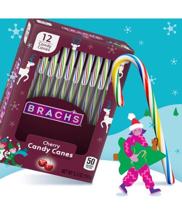 Brach's Holiday Cherry Candy Canes - 12ct Box | Perfect Stocking Stuffer & Festive Holiday Treats - Buy Online on GoSupps.com