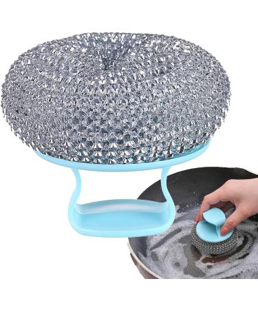 Wool Scrubber - Steel Scouring Pad | Kitchen Cleaning Tool | Wire Cleaning Ball Utensil Scrubber | Steel Wool Scrubber with Handle for Pots Pans Ovens Oven Racks Sinks Baking Trays Grills Silver - Buy Online on GoSupps.com