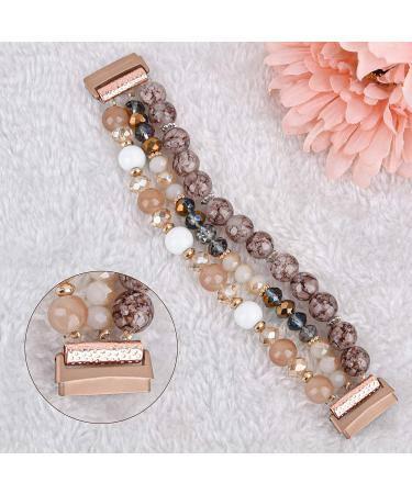CAGOS Handmade Beaded Elastic Stretch Bracelet Band for Fitbit Versa 3/Sense - Amber Brown - Buy Online on GoSupps.com