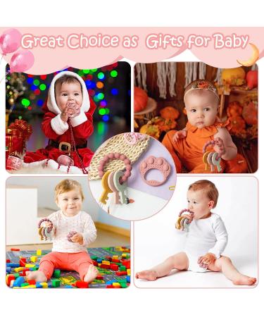 BWkoss 2Pcs Silicone Teething Toys - Pink Baby Wrist Teether Set for Infants & Toddlers, Key Paw Design - Baby Shower, Birthday, Valentines, Easter Gifts - Buy Online on GoSupps.com