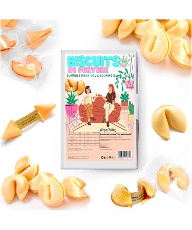 D&D Fun Cookies Fortune cookies pink 60 biscuits box 360 g, COMPLIMENTS, vegan thanksgiving, small gifts for family, friends and colleagues