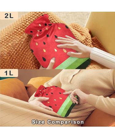 NAANLE Cartoon Watermelon Heat Bottle - 2L Transparent Hot Water Bottle for Bed Hand & Foot Pain Relief | Heat & Cold Therapy - Buy Online on GoSupps.com