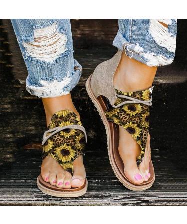 Floral Print Women's Summer Toe Shoes Sandals | Breathable & Comfortable | Zipper Closure | Water-Friendly Beach Sandals in Size 6.5-7 & 10 - Yellow - Buy Online on GoSupps.com