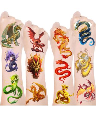 300PCS+ 24Sheets Dragon Temporary Tattoos Dragon Party Favors Decorations for Kids Adults Dragon Birthday Party Supplies  Goodie Bag Fillers