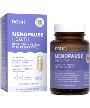 Nouri Menopause Health Probiotic Menopause Relief for Women - Resveratrol Capsules for Menopausal Hormonal Balance Estrogen Metabolism Reduction of Hot Flashes Take Daily - 30 Day Supply