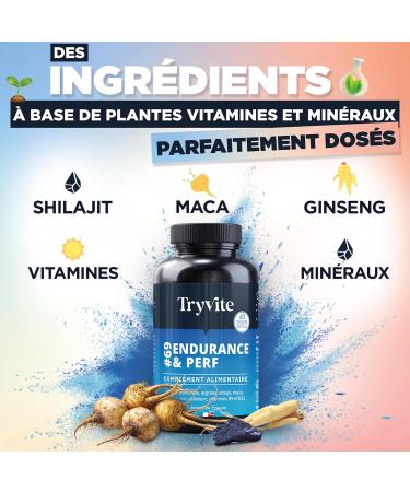 Formule Am lior e Testo Endurance & Vitalit Masculine | Avec Shilajit Maca Ginseng L-Arginine & Zinc | TRYVITE ENDURANCE&PERF 2026 60 G lules - Buy Online on GoSupps.com