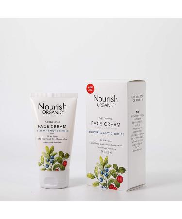 Nourish Organic Age Defense Face Cream - Bilberry & Arctic Berries | GMO-Free, Cruelty-Free, Fragrance-Free (1.7oz) - Buy Online on GoSupps.com