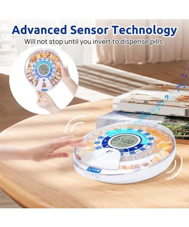 Motion Sensor Automatic Pill Organizer with Alarm and Flashing Light - Easy Setup Medication Dispenser for Elderly and Supplements in Blue - Buy Online on GoSupps.com