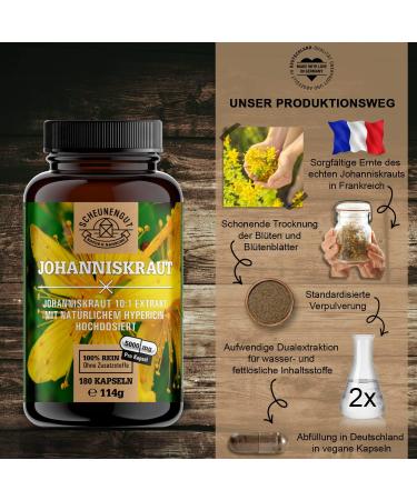 St. John's Wort Capsules 180 pcs | 5000mg 10:1 Extract | Vegan & Lab Tested - De-Scheunengut  - Buy Online on GoSupps.com