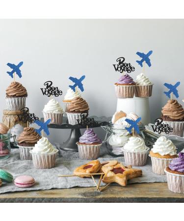 INNORU Bon Voyage Cupcake Toppers Travel Theme Party Cupcake Decor Moving Away Going Away Airplane Sign Baby Shower Graduation Retirement Party Decorations Supplies Pack of 24 Glitter - Buy Online on GoSupps.com