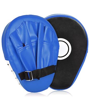 2PCS Boxing Mitts, MMA Punching Focus Mitts, Kickboxing Muay Thai Pads, Training Boxing Target Pads/Gloves, Martial Arts for Youth, Men & Women Gift (PU Leather) Blue