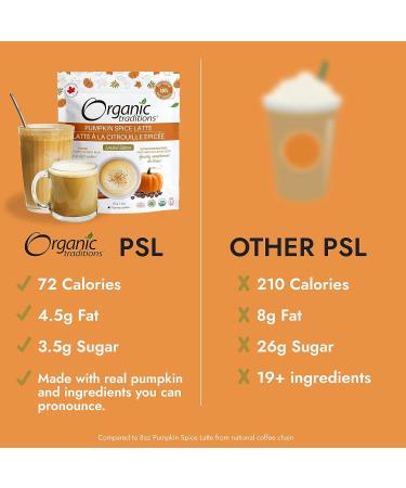 Organic Traditions Pumpkin Spice Latte 150g - Dairy-Free Organic Drink Mix with Real Pumpkin, Instant Coffee, and Spices - Limited Edition 5.3oz - Buy Online on GoSupps.com