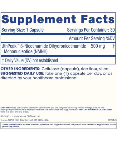 Pure NMNH (Dihydronicotinamide Mononucleotide) 500 mg 30 Capsules | NAD+ Optimizer | 3rd Party Triple Lab Tested - Buy Online on GoSupps.com