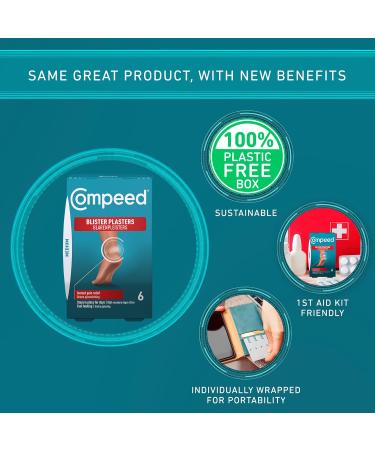 Compeed Extreme Blister Plasters 6 Hydrocolloid Plasters Foot Treatment Heal Fast 100% Plastic Free Carton Pack (Pack of 2) 6 Count (Pack of 2) Active - Buy Online on GoSupps.com