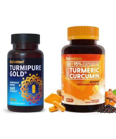 BioEmblem Turmeric Curcumin Supplement with BioPerine Turmeric Curcumin with Clinically Studied TurmiPure