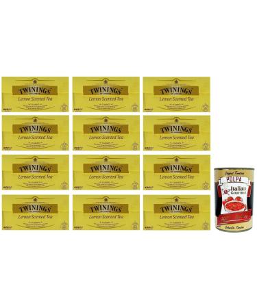 Italian Gourmet E.R. Twinings Lemon Scented Tea 400g Black Lemon Teas with 25 Filters + Gourmet Polpa di Pomodoro Italian Tin