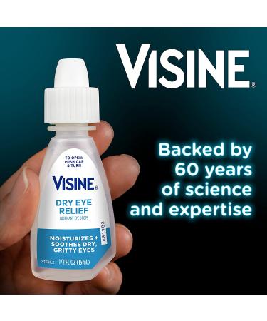 Visine Dry Eye Relief Lubricant Eye Drops | Moisturize & Soothe Irritated Eyes | Polyethylene Glycol Formula | 0.5 fl. oz - Pack of 1 - Buy Online on GoSupps.com