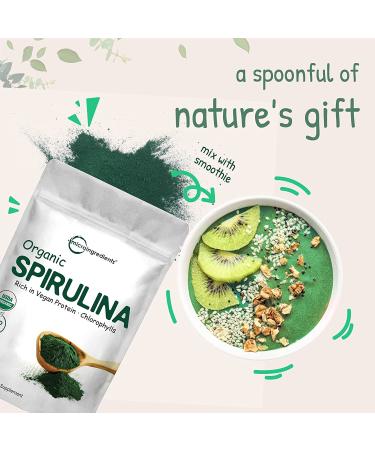 Micro Ingredients Organic Spirulina Powder 16oz Raw Arthrospira Platensis Superfood with 70% Vegan Protein, Minerals, Vitamins Non-GMO & Non-Irradiated 1lb Pack - Buy Online on GoSupps.com