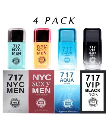 Hybrid & Company Men's 4 Pcs Classsic Scent Spray Eau De Toilette Spray 717 AQUA 717 SEXYMEN 717 VIP BLACK NOIR 717 NYCMEN 3.4 Fl Oz (Pack of 4) - Buy Online on GoSupps.com