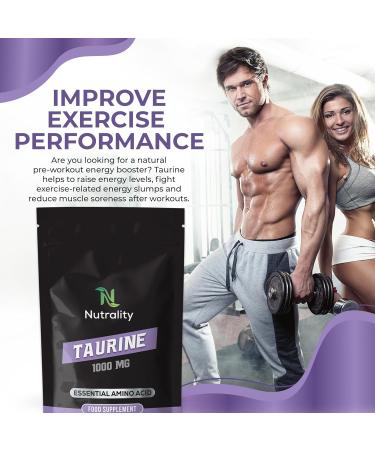 Nutrality Taurine Supplement 1000mg - 240 Capsules for Energy, Endurance & Holistic Health | Vegan-Friendly Amino Acid for Sports Performance & Sleep - Buy Online on GoSupps.com