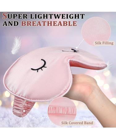 4 Pieces Silk Sleep Eye Masks - Adjustable Lightweight Eyeshade Covers for Women Men - Gray Pink - Buy Online on GoSupps.com