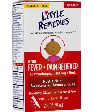 Little Remedies Infant Fever & Pain Reliever 2 Fl Oz (Pack of 2) | Natural Berry Flavor - Buy Online on GoSupps.com