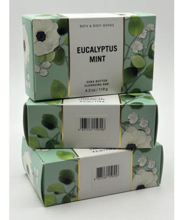 LOT 3 EUCALYPTUS MINT Cleansing Soap Bar 4.2 oz/119 g ea Shea Butter