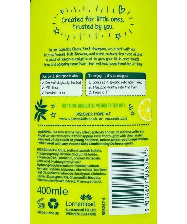THREE PACKS of Vosene Kids 3 in 1 Conditioning Shampoo Head Lice Repellent 250ml - Buy Online on GoSupps.com