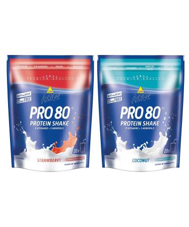 Inko Active Protein Shake per 80 bags 2 mixed packs (1 x 500 g strawberry and 1 x 500 g coconut)