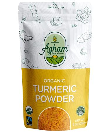 Agham Organic Turmeric Powder - USDA Certified, Non-GMO, FairTrade (9 oz) - Buy Online on GoSupps.com