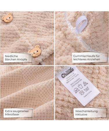 Chillife Premium Hair Turban Set - Quick-Dry Microfiber Towels with Button & Adjustable Hair Band (Beige) | Ideal for All Hair Types - Buy Online on GoSupps.com
