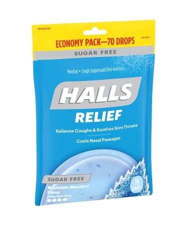 HALLS Relief Mountain Menthol Sugar Free Cough Drops - Economy Pack of 12 Bags (840 Drops) - Buy Online on GoSupps.com