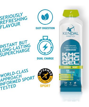 KMC NRG Gel+: Citrus & Mint Flavoured Caffeine Energy Gel (70g x 24) - Buy Online on GoSupps.com