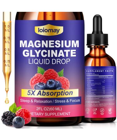 Magnesium Glycinate Liquid Drops 400mg 5-in-1 Liquid Magnesium Complex with L-Threonate Taurate Citrate Glycinate and Malate for Women & Men for Sleep Calm & Relaxation - 2 Fl Oz