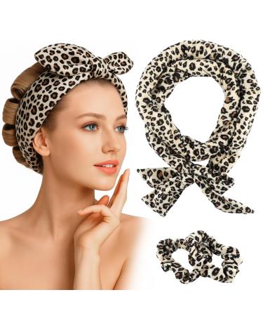 Wefaly Curlers at night heatless curls velvet nonslip hair band curls without heat with hairpin Lotta Curls DIY hair curler rollers for long and medium hair leopard pattern