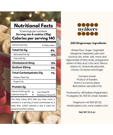 Nyaker Swedish Gingersnap Cookies 10.6 oz Twin Sleeve - Pack of 3 (31.8 oz total) - Buy Online on GoSupps.com