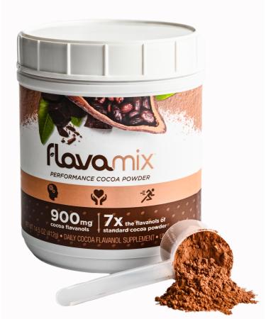 FlavaMix Performance Cocoa Powder | 900mg of Cocoa Flavanols | Promotes Heart & Brain Function | Boosts Nitric Oxide | Plant Based Zero Sugar | 31 Servings