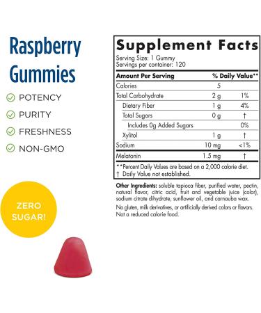 Nordic Naturals Zero Sugar Melatonin Gummies 1.5mg - Raspberry Flavor, 120 Count - Buy Online on GoSupps.com