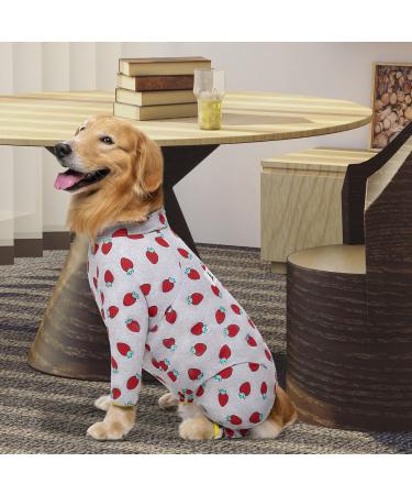 Rehabilitation Suit for Medium & Large Dogs Breathable Full Body Pajamas Cone E-Collar Alternative for Post-Op Wound Protection Size 28 Strawberry - Buy Online on GoSupps.com