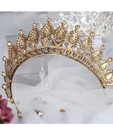 Baroque Crystal Princess Crown | Pink Rhinestone Tiara for Girls & Women | Queen Crown Wedding Hair Accessory for Prom Party - Type 5 - Buy Online on GoSupps.com