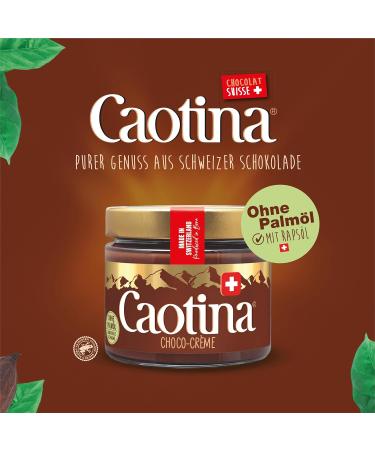Caotina Chocolate Cream Spread - Palm Oil Free Swiss Chocolate Hazelnut Spread | 300g | Indulge in Sweet Creamy Perfection - Buy Online on GoSupps.com