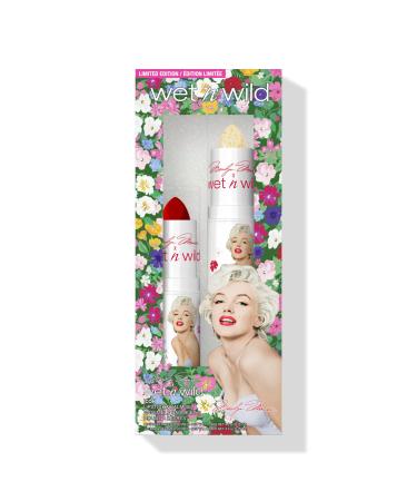 Wet n Wild Marilyn Monroe Icon Lipstick & Balm Set 2-part lipstick and lip balm set moisturizing formula with golden glitter pH-activated ingredients red and transparent lipstick & lip balm set - Buy Online on GoSupps.com