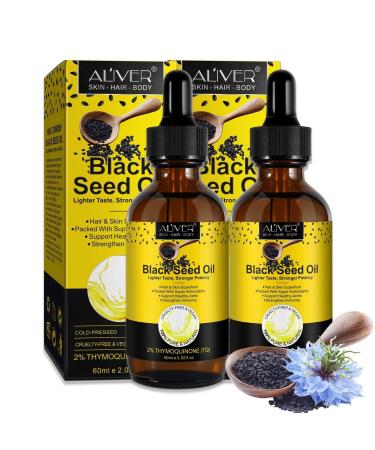 P-Beauty Black Cumin Oil Drops Hair & Skin 2x60ml, Cold Pressed, Care Oil Strengthens Immune System, Promotes Hair Growth, For Anti-Aging & Acne