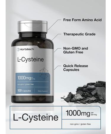 L Cysteine 1000mg Capsules | 100 Count | Non-GMO & Gluten Free Supplement by Horbaach - Buy Online on GoSupps.com