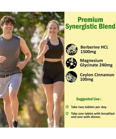 Berberine Supplement 1500mg with Magnesium Glycinate & Ceylon Cinnamon - Gut Health & Weight Management - 60 Tablets - Buy Online on GoSupps.com