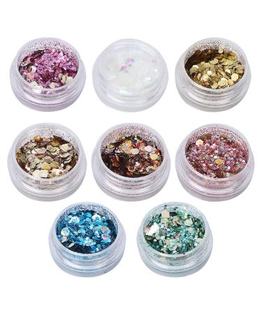 Nail Glitter Flakes Mixed Nail Sequins Apply Directly 8 Boxes Glitter for Nails for Nail Salon for Family for Nail School for DIY Nail Art