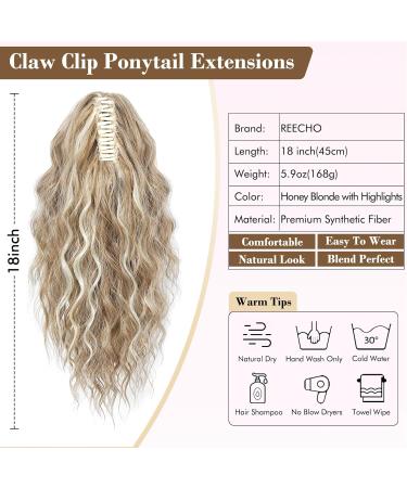 REECHO Multi-Layered Curly Wavy Clip-In Ponytail Extension - Honey Blonde with Highlights - Buy Online on GoSupps.com